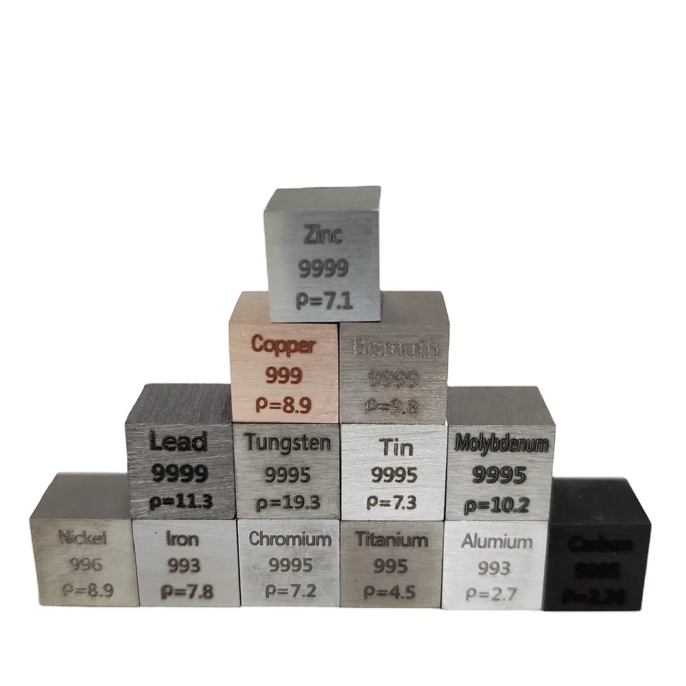 SML Element Cube Set 10mm 38.1mm Metal Cubes for Daily Metals Periodic Table Collection Bi Nb Copper Lead Nickel Titanium Mg C