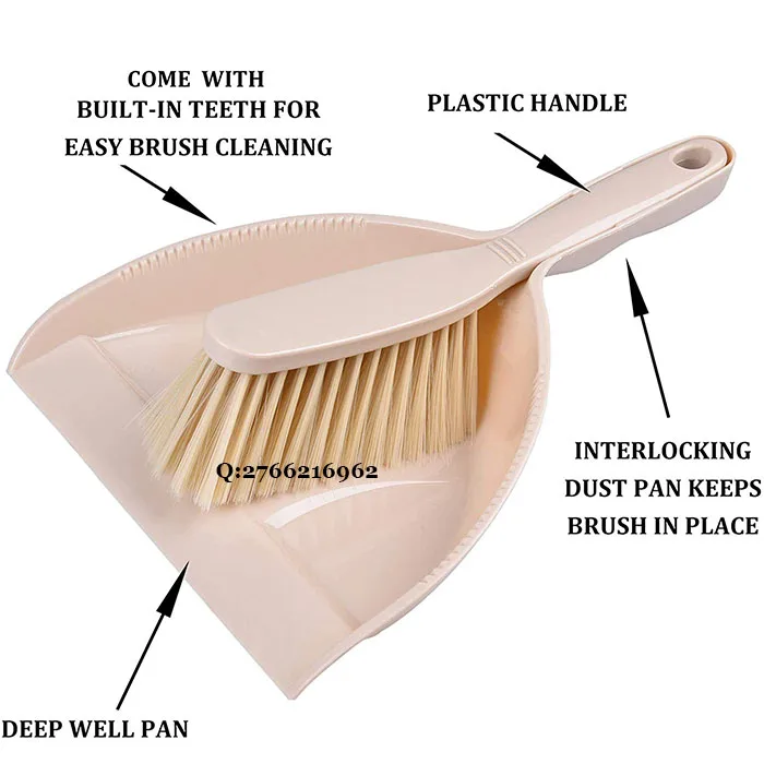 HQ0777 home cleaning accessory plastic long handle table dustpan with brush set