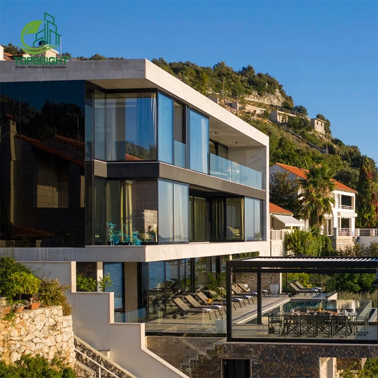 Topbright custom design rain protection floor to ceiling french windows hurricane impact glass windows for houses