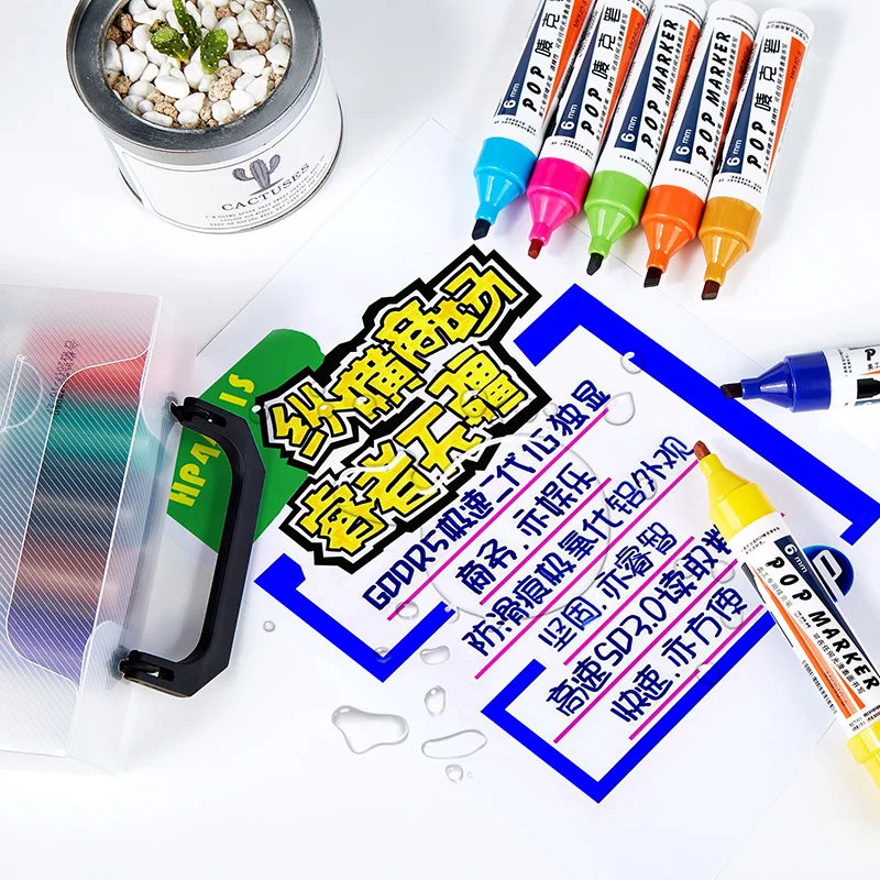 Refillable Art Marker Set Waterproof Fast Drying 6 Mm Pop Poster Advertising Graffiti Big Characters Waterproof Pop Marker Pen