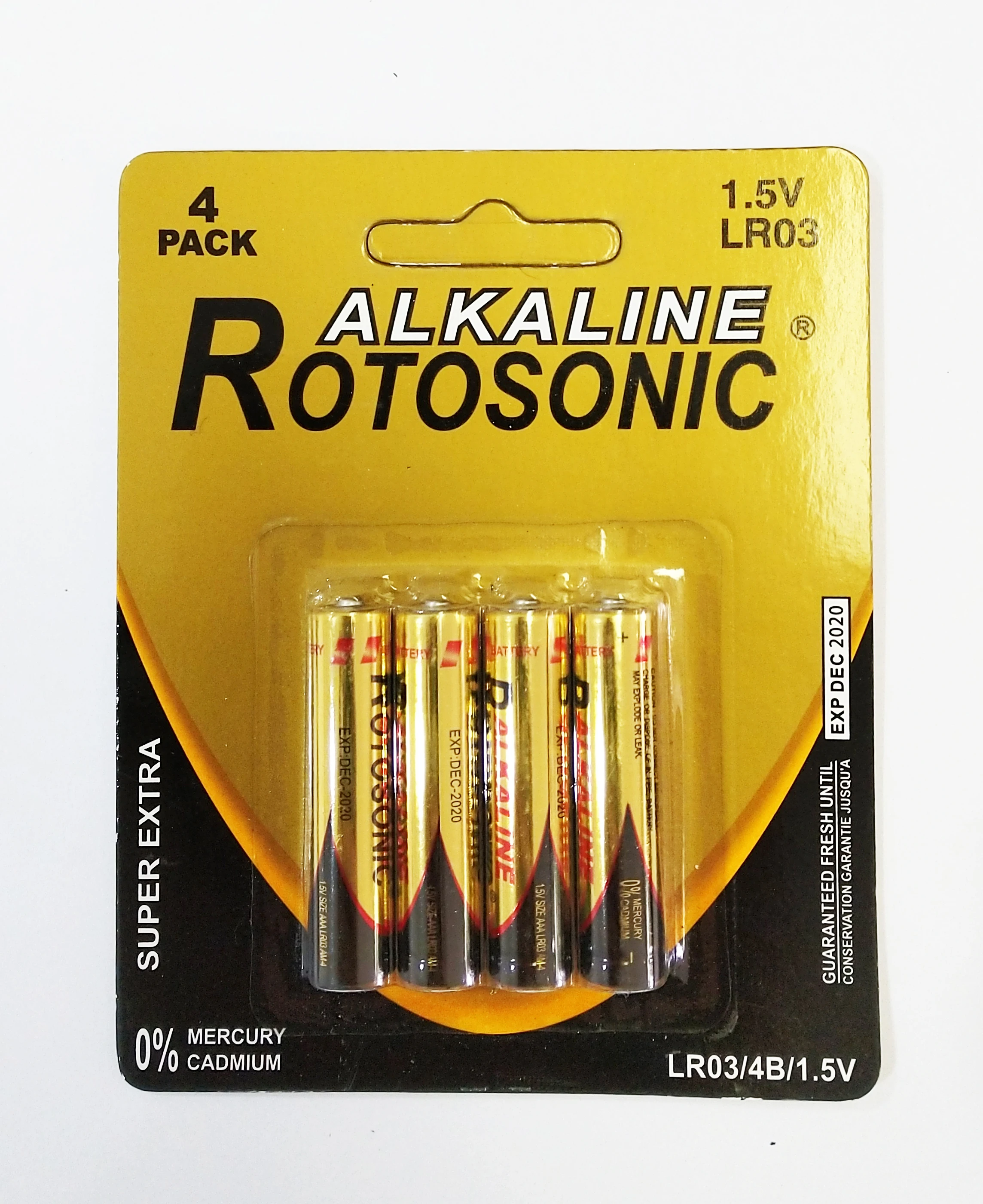 AAA батареи щелочные тройные A (упаковка из 4 батарей)