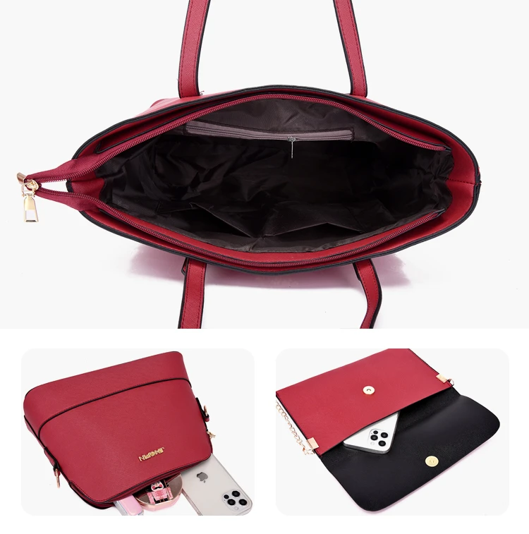 Trending PU leather shoulder women bag set for girls handbag sets 4 pieces lady hand bags