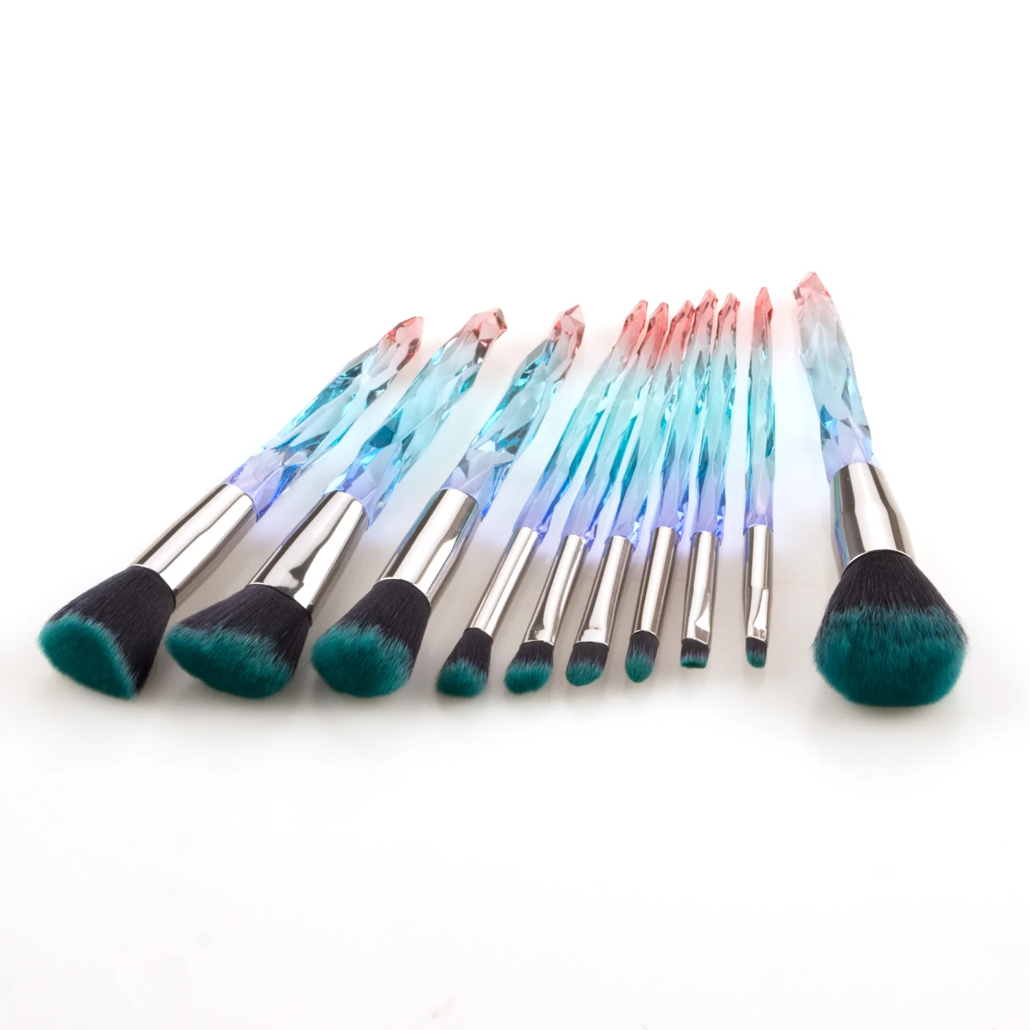 Multi use Crystal Shape Makeup Brushes Set Contour Foundation Powder Blending Brushes