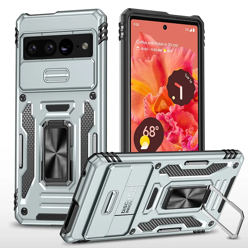 Mobile Phone Case Heavy Duty Hybrid 2 In 1 Armor Kickstand Phone Case For Google Pixe 7 Pro Ring Holder Back Cover