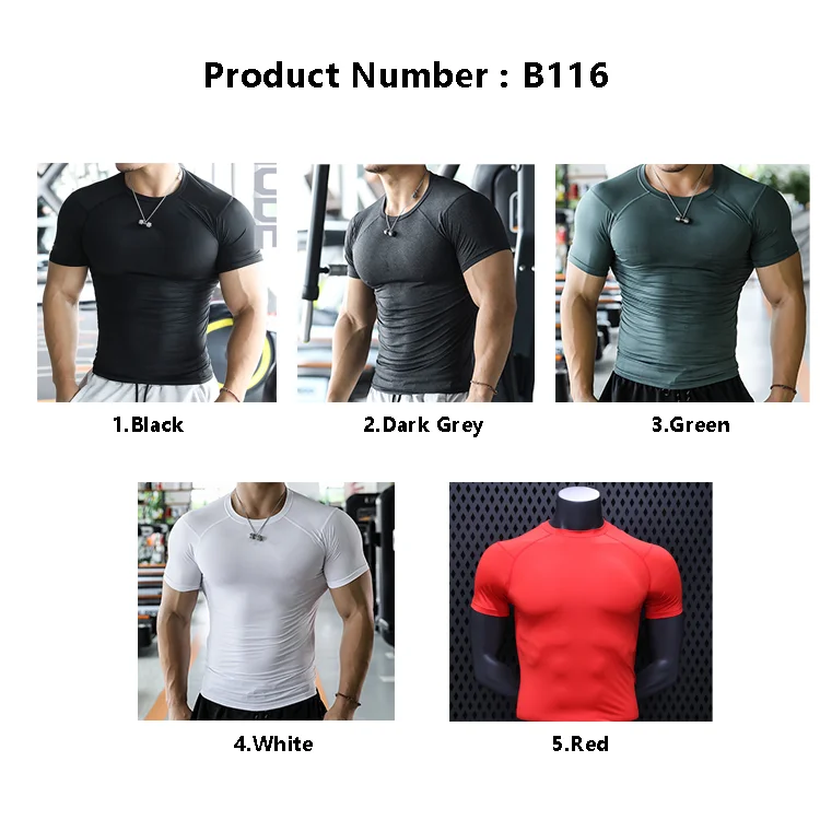 Mens Sportswear Top Athletic Quickly Drying Tight Sport Bodybuilding Polyester T Shirt mens fitness shirts gym shirts men