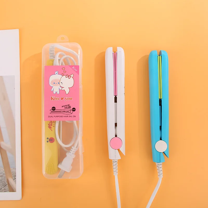 Частный ярлык, портативный мини-утюжок для волос, выпрямитель 2 в 1, завитые челки, плоские утюги