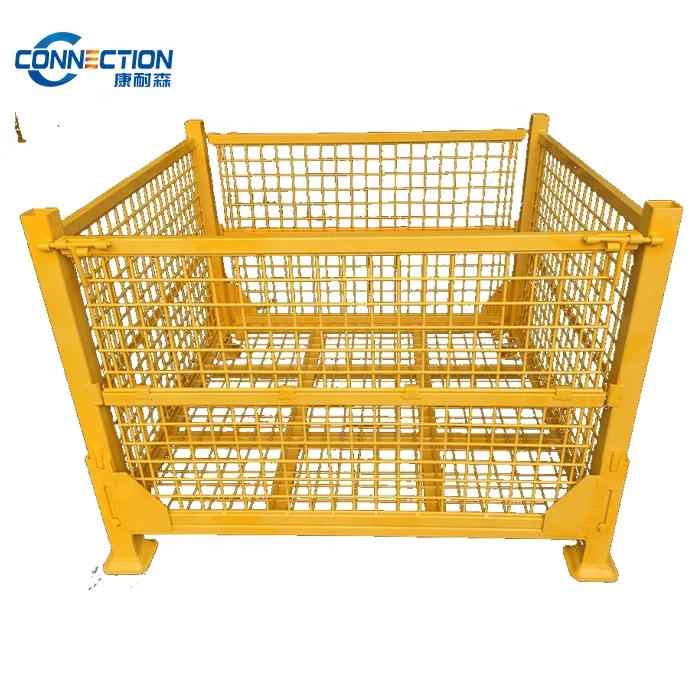 Большая Металлическая складная проволочная Стальная Сетчатая транспортная клетка для склада большая сетка