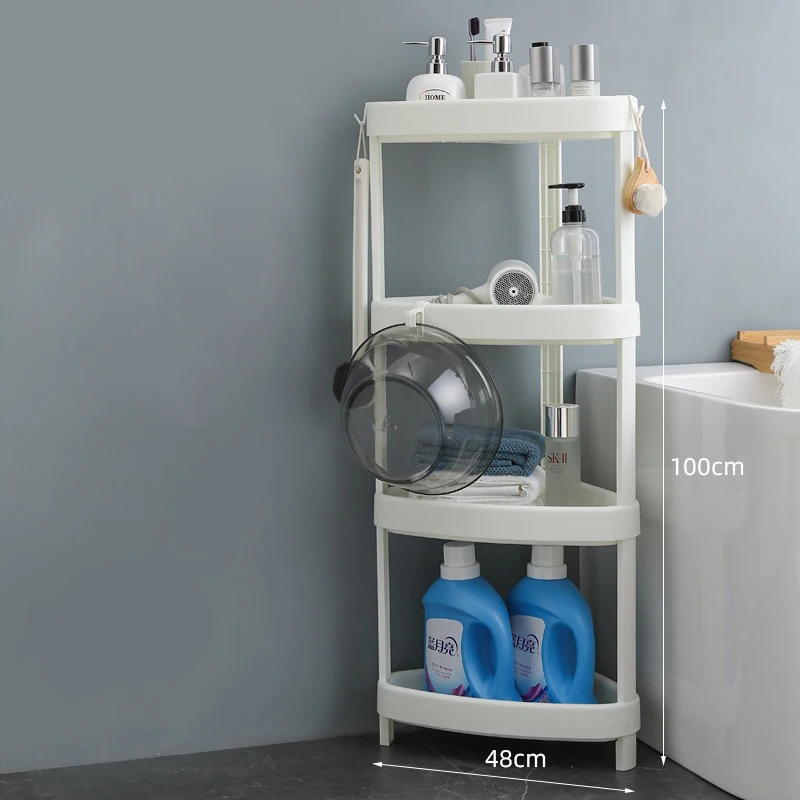 Bathroom white shelf stand Plastic 3 layers Corner Shelf Shower Basket Storage holders for Bathroom and kitchen