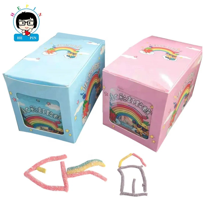 Оптовая продажа, Прямая поставка с завода, Кислая мягкая конфета с покрытием из сахара, Кислая полоска, радужные жевательные конфеты