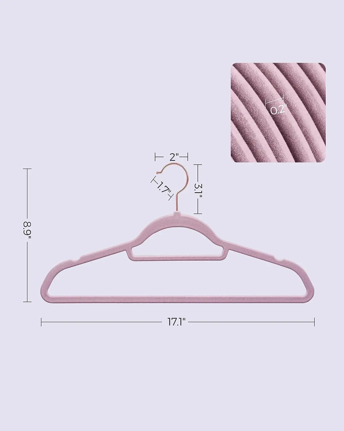 Modern High Quality Premium Durable Slim Non Slip Felt Coat Suit  Rose Gold Velvet Hangers Jackets Sweater violet Flocked Hanger