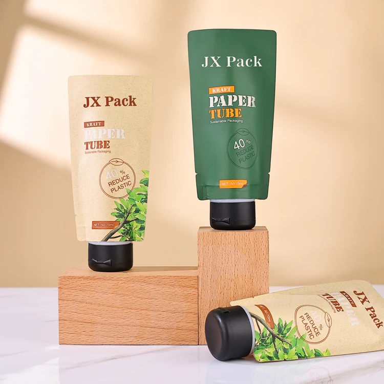 Eco friendly 50 70 ml cosmetic kraft paper tube eye face hand sunscreen bb cream lotion packaging plastic squeeze tube