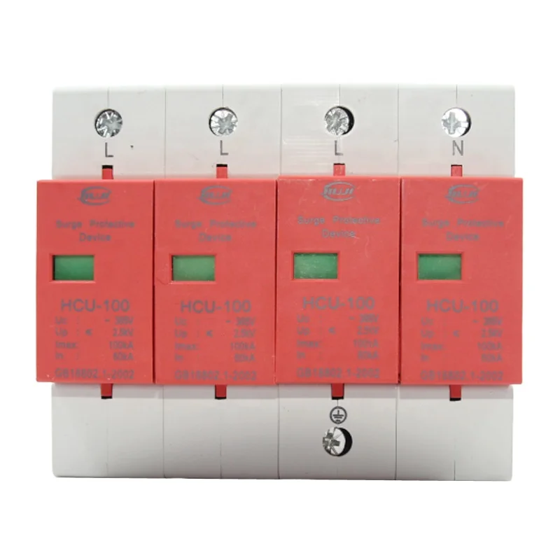 4P 100KA T2 SPD Surge Protective Device Protector Low voltage arrester AC 385V 60-100KA three phase Lightning protection device