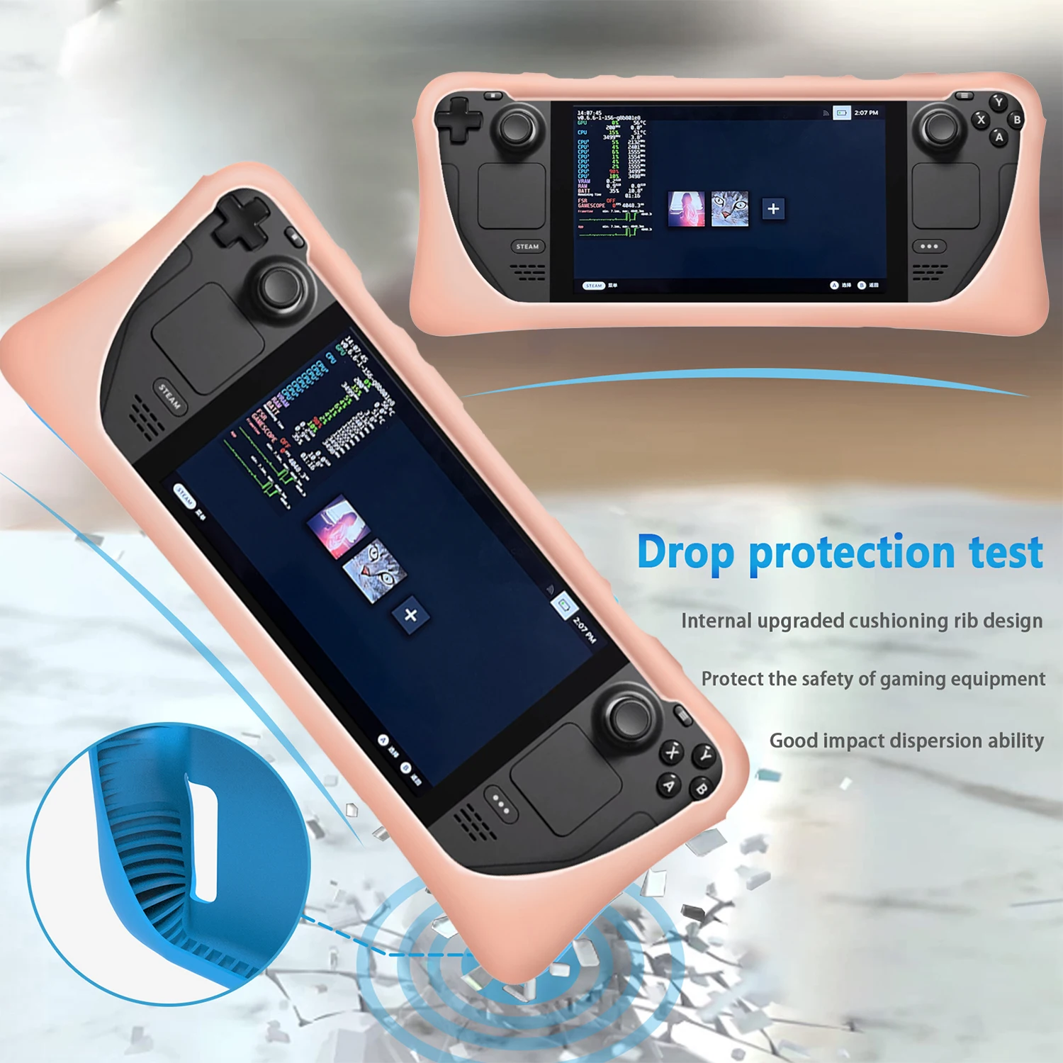 Thickened Silicone Soft Cover Protector with Full Protection Excellent Touch Pink steam Deck case Protective Case for Steam Deck
