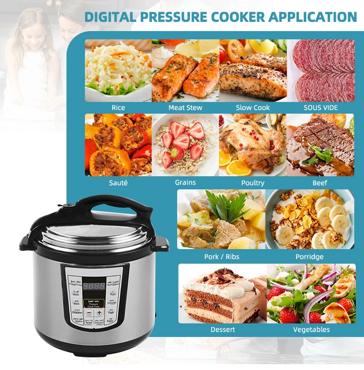 Custom fashion cooker fryer air Electric Pressure cooker 2-in-1 steam cooking pot Encode Control Panel