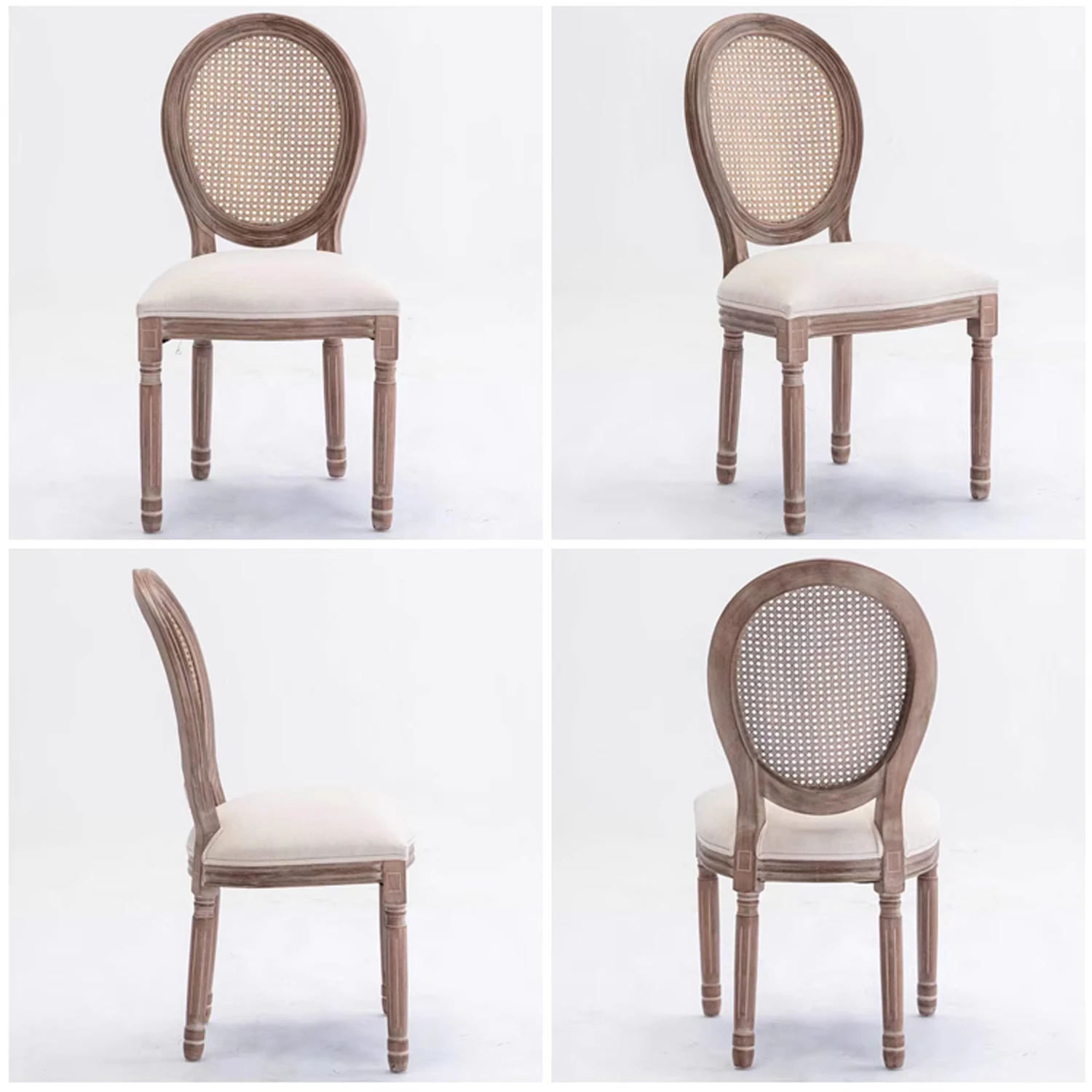 GSD Outdoors Bistro Chairs Patio French Country Farmhouse Wood Round Back Dining Chair for Dining and Living Room Premium Chair