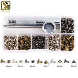 120 Sets/Pack Leather Repairing Decor Rivets of Metal Tubular Metal With Fixing Tool Kit