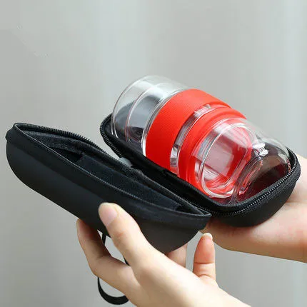 Wholesale Glass Travel Tea Set Portable Bag with Two Glass Kung Fu Tea cups