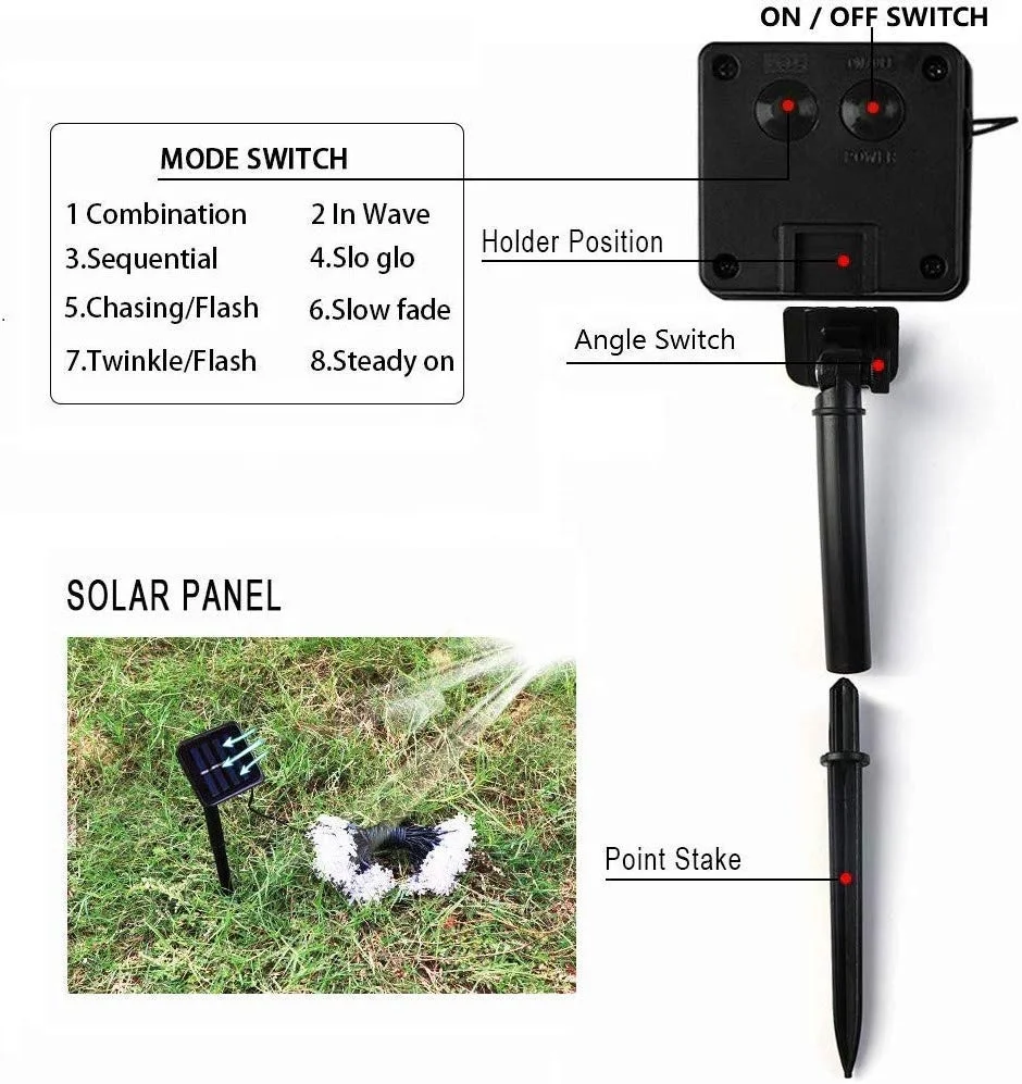 4.8M 20 LED Christmas Fairy Lights Solar snowflake String Lights for xmas tree garden decovation