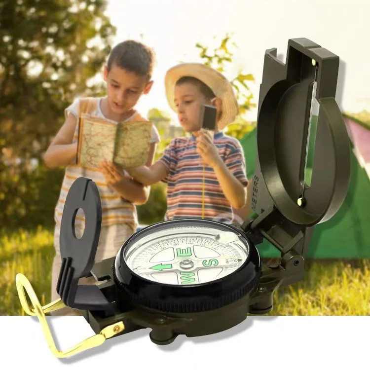 Multifunctional Compass Amy Green Waterproof Shakeproof Compass for Outdoor Camping Hiking