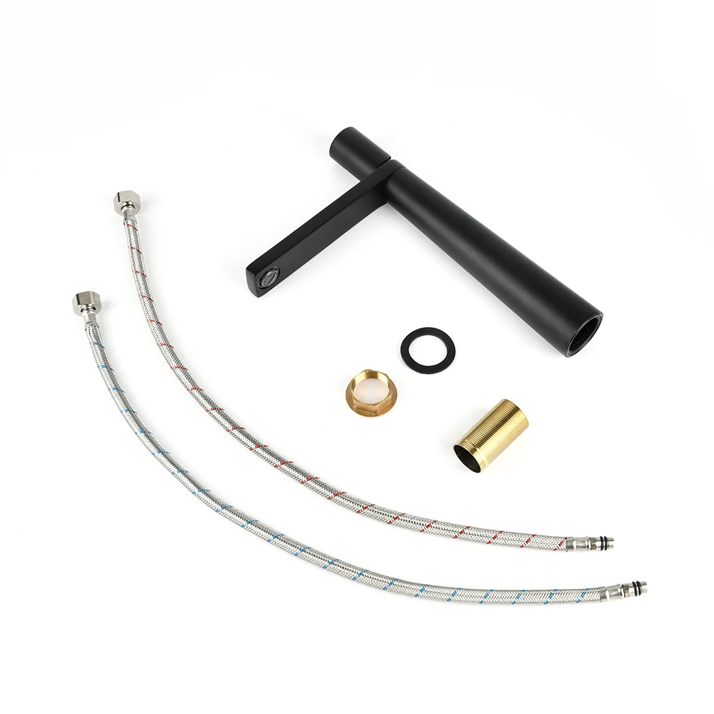 SANIPRO Round Black Tall Wash Basin Faucet Mixer Tap