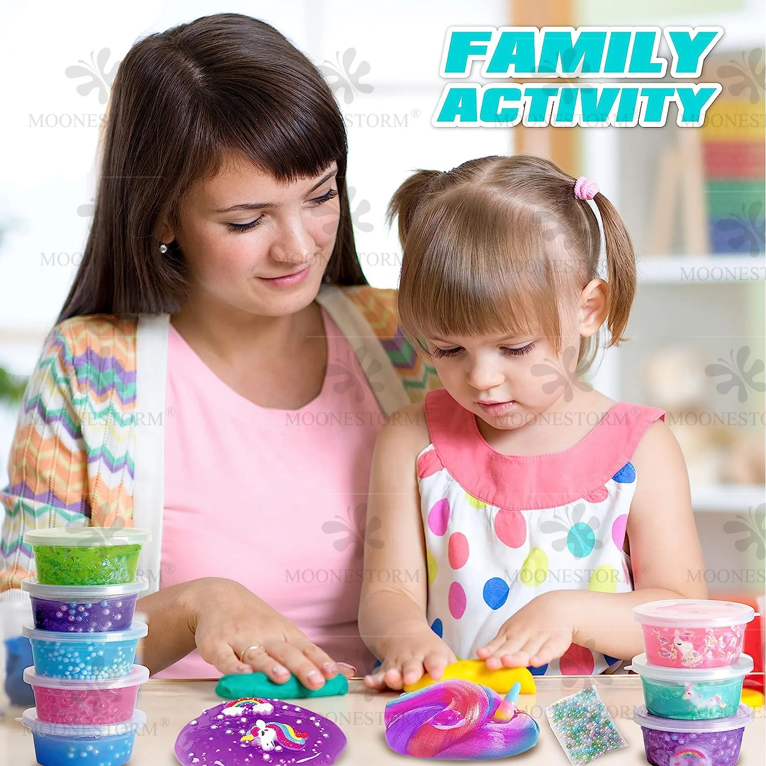 Fluffy Unicorn Slime Kit for Girls DIY Glow in The Dark Butter Slime Making Kit with Glitter Powder Magical Slime for Kids