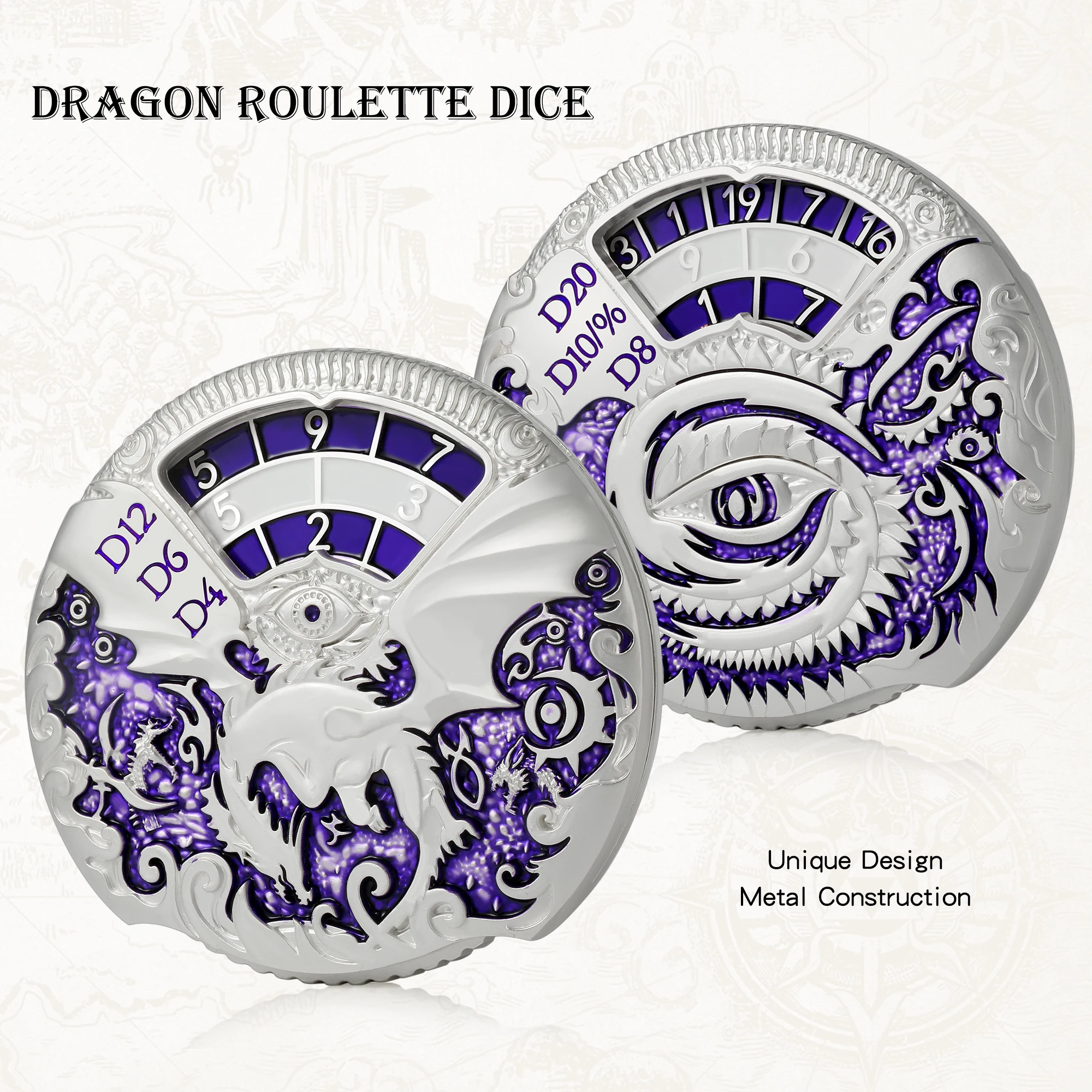 DND Spinner Dice 7-in-1 Fidget Spinner Metal D&D Dice Set with Gorgeous Gift Box for Dungeons and Dragon and Tabletop Game