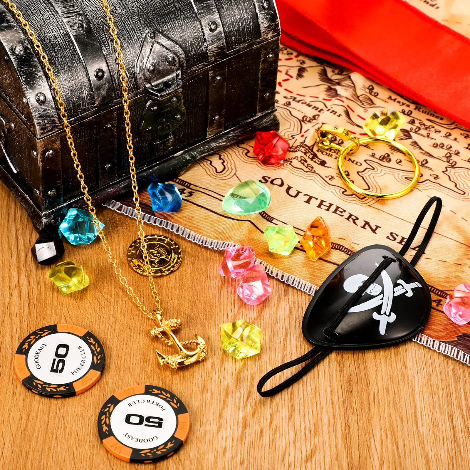 LP Halloween costume party Captain Jack Sparrow bracelet skeleton prop Pirate pendant eye patch bandana Earring compass