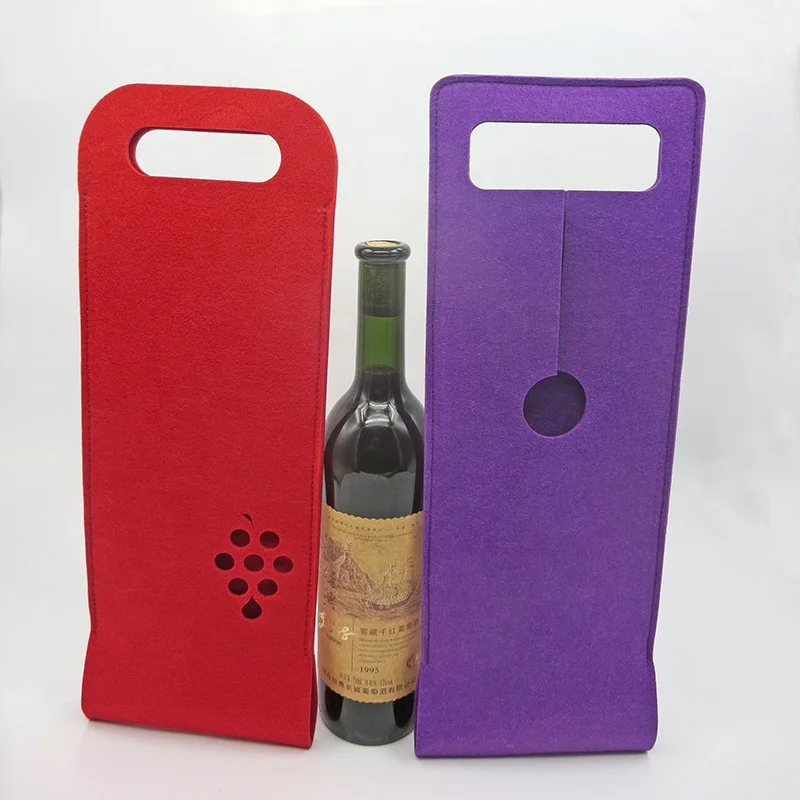 2024 Custom Felt Two Bottle Wine Bags Felt Wine Holder Bag Portable Felt Wine Bag For Packing
