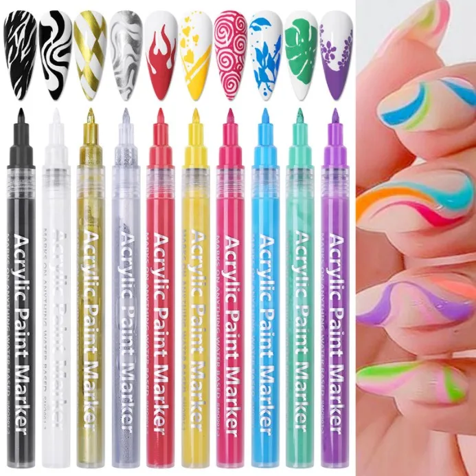 Nail Art Polish Pens Marker 10 Colors Nail Art Painting  Drawing Nail Graffiti Pen