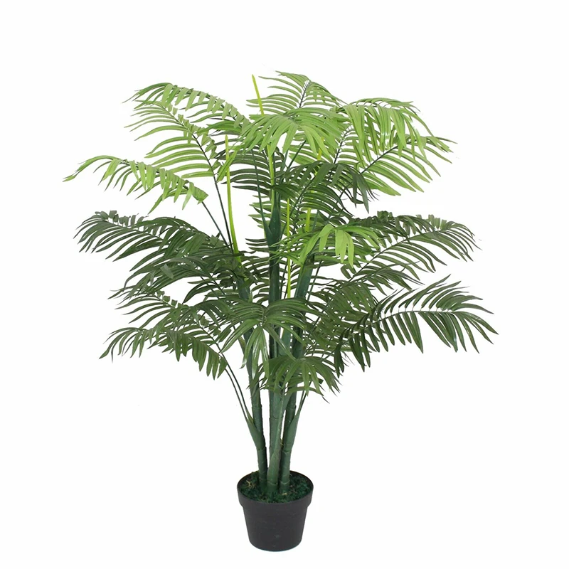 125cm Green Simulation Landscape Silk Plam Plant Potted Plastic Artificial Kwai Areca Palm Tree Paradise Palm Tree