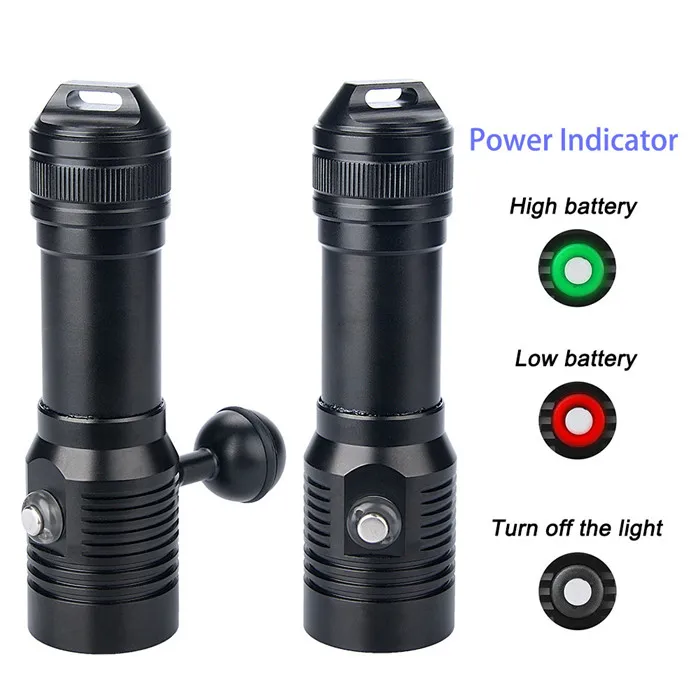 Waterproof 1600lumen Diving Flashlight Strong Light Scuba Diving Photography Flashlight Underwater Rechargeable IPX8 Torch Light