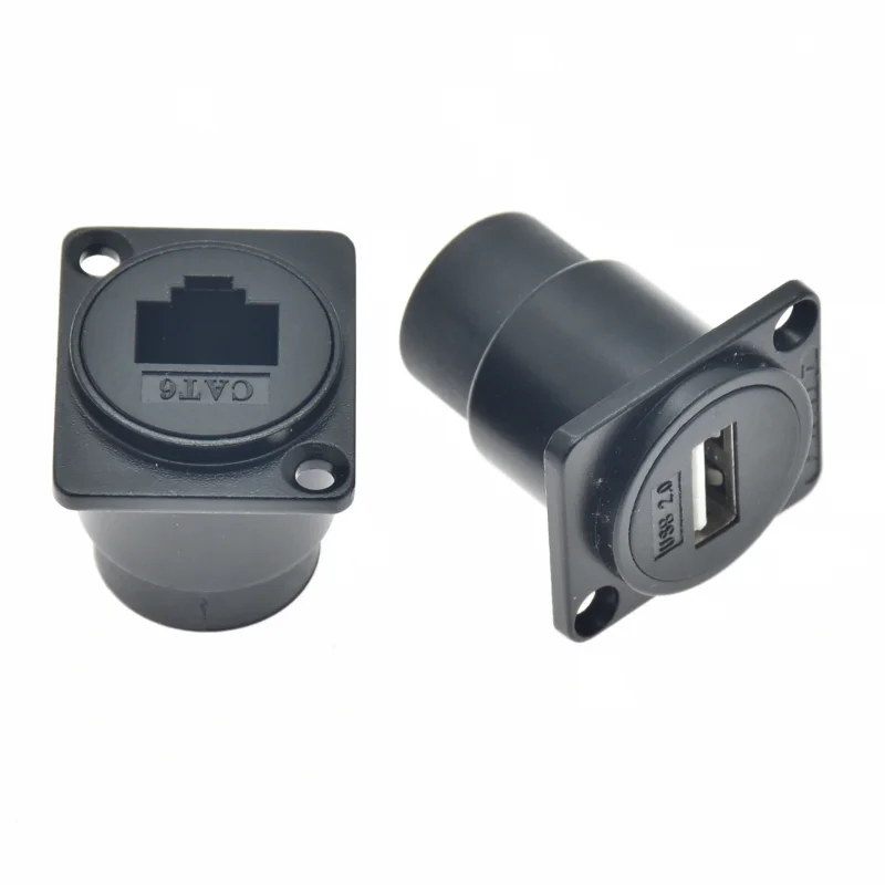 USB2.0 RJ45 Ethernet receptacle adapter IP67 waterproof power connector