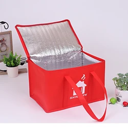 Red Minimalist Design Eco-Friendly Reusable Non Woven Cooler Bag for Picnic Takeaway
