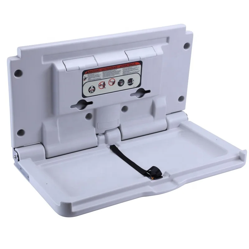 Wall Mounted Commercial Diaper Changing Table Folded Down White Grey Stable Baby Changing Station Unit For Public Washrooms