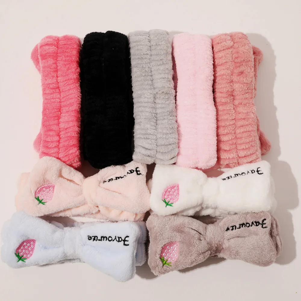 Bath Photo Prop Hair Accessories Women Girls Cute Coral Fleece Cat Ears Elastic Headbands Soft Comfortable Wash Face