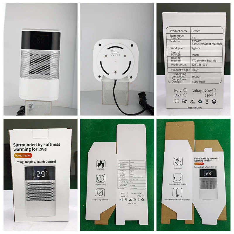 Умный электрический нагреватель с сенсорной панелью, керамический нагреватель с положительным температурным коэффициентом, домашний портативный нагреватель вентилятора для ванной комнаты