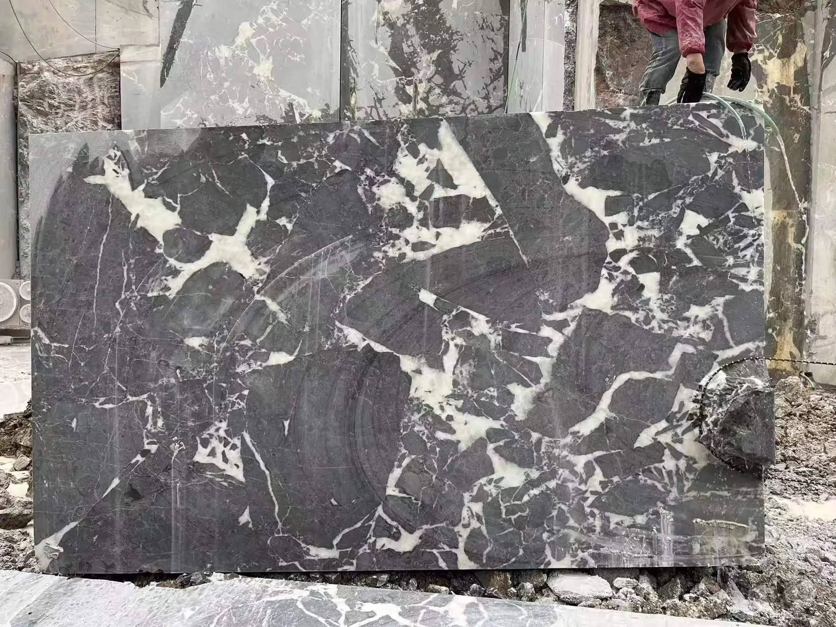High Quality Polished Turkish Gray Marble Block Natural Stone Northern Lights Marble Material