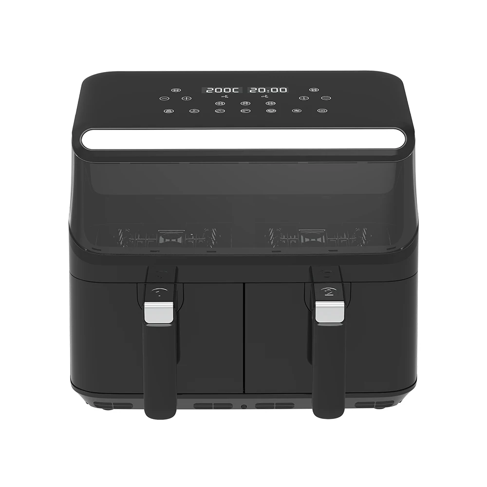 Household Hot Air Fryer De 8L Stainless Steel Touchscreen Dual 4L Capacity Temperature Control Timer Control