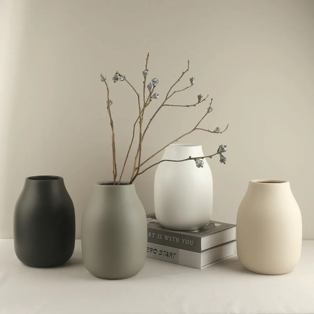 Brown Gray White Simply Modern Fancy Custom Design Antique Ceramic Home Decor Flower Vases
