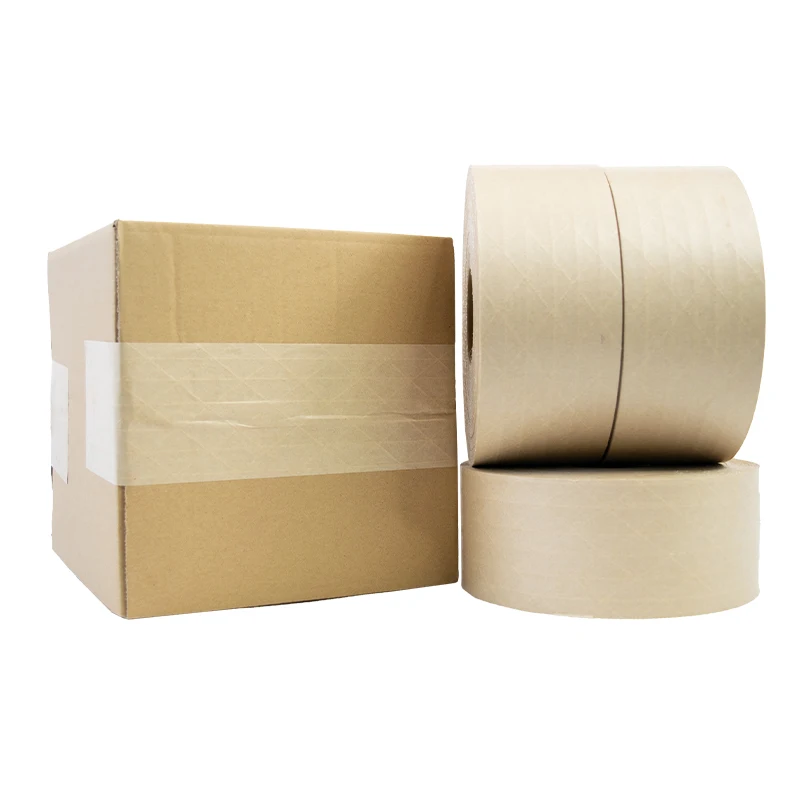 Fruit Shop Wrapping 1 Roll 2.75In x 493Ft White Wet Water Activated Gummed Paper Kraft Brown Custom Packing Tape Wholesale