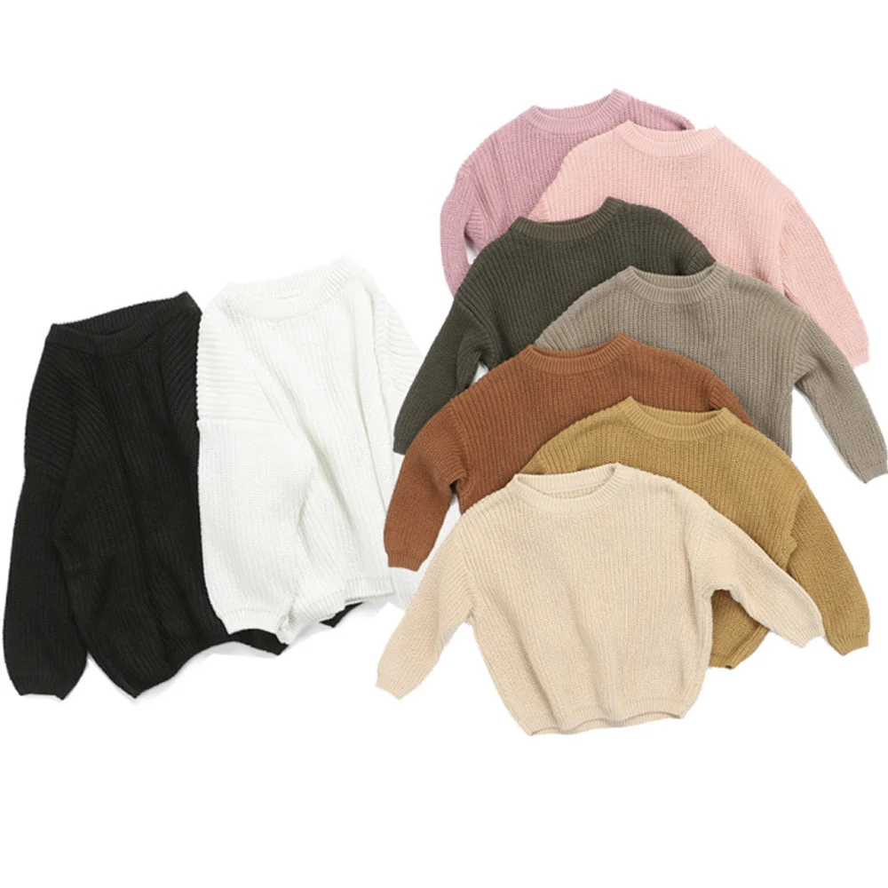 
Warm Crewneck Blouse Pullover Children Long Sleeve Top Kids Knit Sweater 
