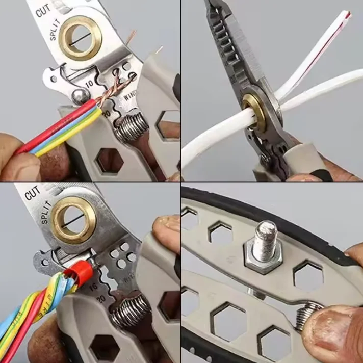 Stainless steel multi-function electrician wire stripper winding, trimming, stripping, pressing