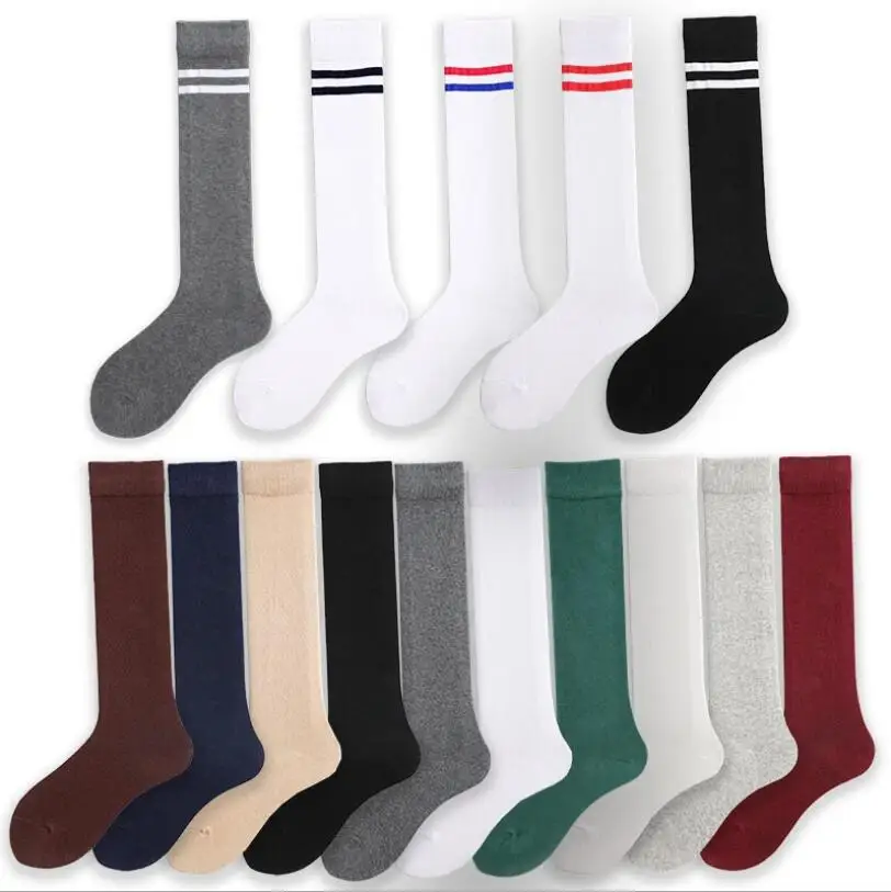 Striped Knee High Socks for Women Girls Wholesale Fashion Student April Summer Thin Sport Cotton Long Ankle Socks