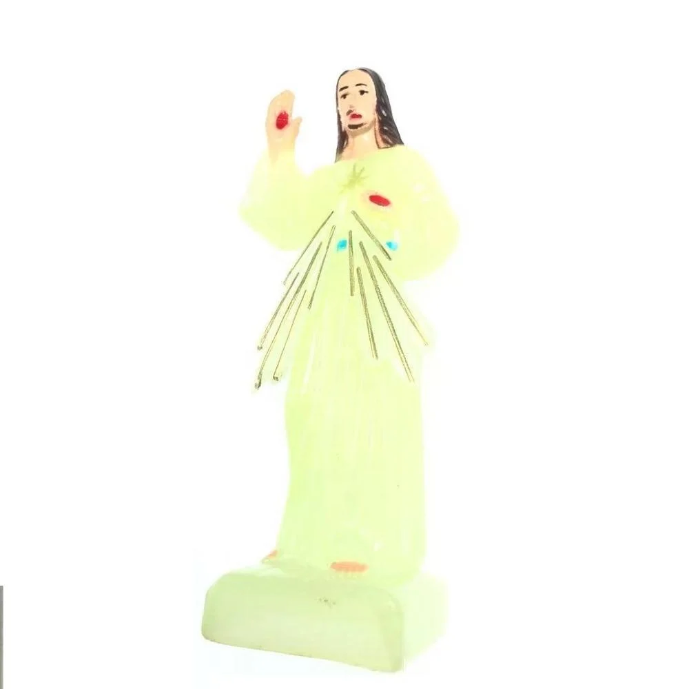 10,5 см маленькая пластиковая светящаяся в темноте Люминесцентная Статуя Иисуса религиозная статуя пластиковая ручная работа