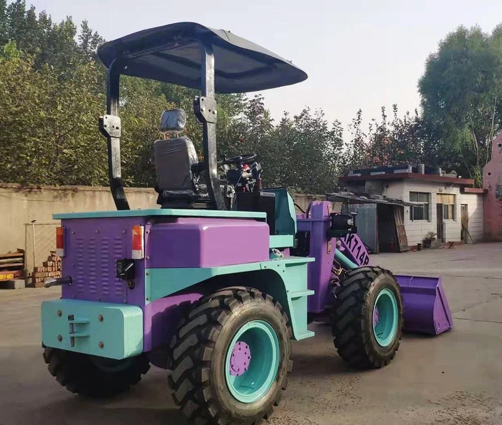 Manufacturer 1ton Mini Loader 4WD multi-function wheel loader without cabin Mini Tractors Yellow Green UNIQUE Training Lo