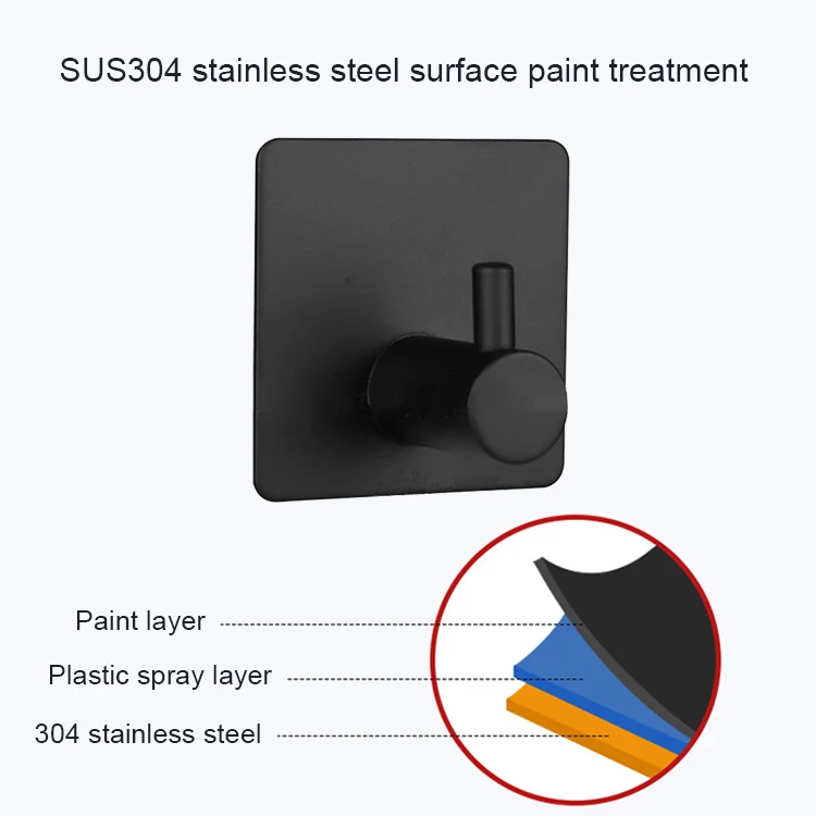 Stainless Steel Self Adhesive Wall Hooks Self-adhesive Wall Mounted Coat Towel Hook Adhesive Sticker Wall Hanger Hook