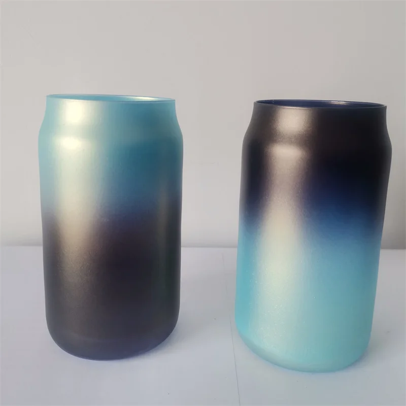 2023 Custom Logo color decal Clear Glass  Beer Can Glasses Cup With Bamboo Lids And Straw