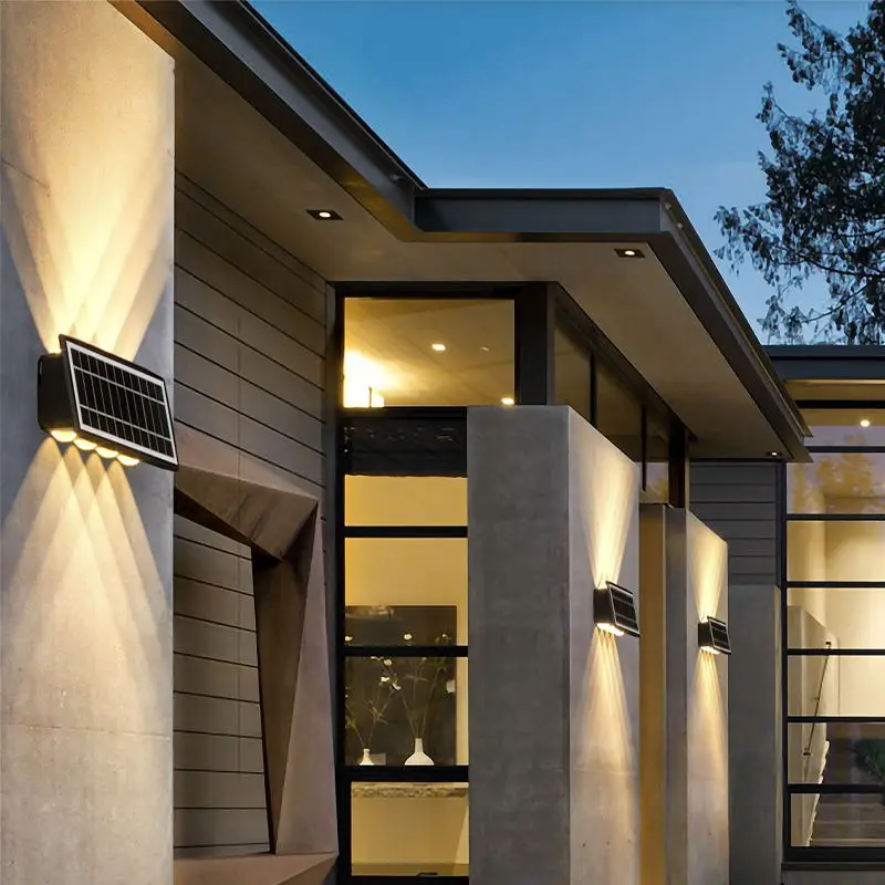 Modern Led IP65 Intelligent Light Detect Waterproof Solar Warm White Wall Lamp Fence Garden Outdoor Colorful Hanging Light