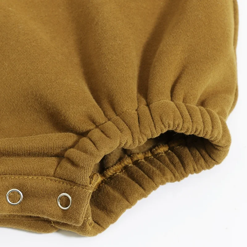 Wholesale Long Sleeve Solid Colour Round Neck Fleece French Terry Bubble Heavy Winter Baby Romper