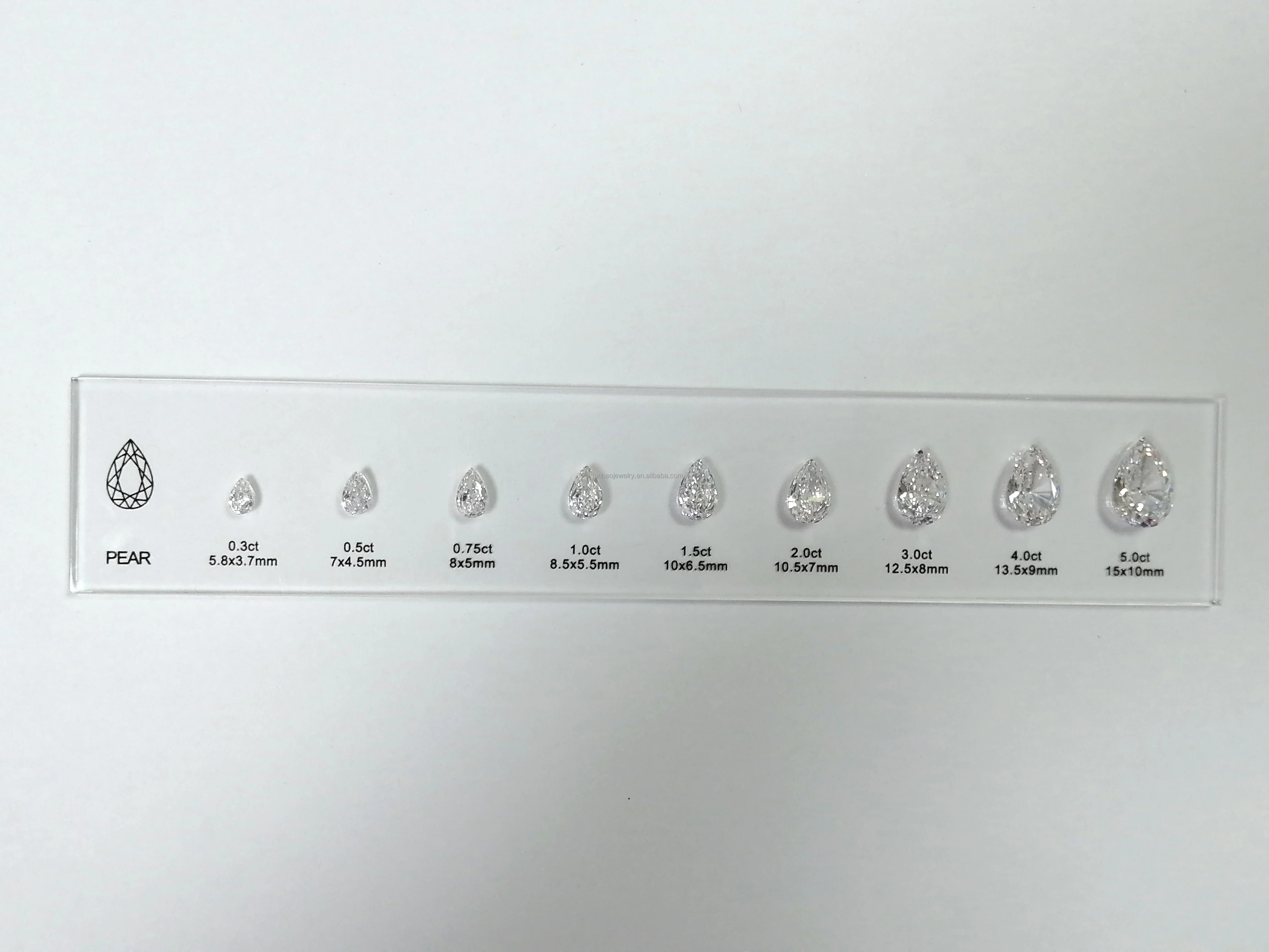 10 Shapes 90 Sizes Reference Chart Crushed Ice Cut Cubic Zirconia Comparison Chart Acrylic Plate Setting Diamond Dealer Tools